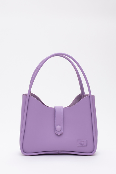 SHAKA Lilac Shk79 Δερμάτινη τσάντα χεριού και ώμου με κουμπιά και τσάντα μακι...