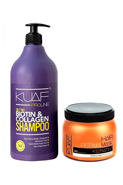 Kuaf Tuzsuz Keratin Bakım Şampuanı 1 L + Onarıcı Ve Yenileyici Biotin & Kolaj...