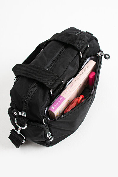 Sanmorris Black Crinkle Bag - Unisex, Shoulder and Crossbody