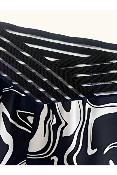 Etos Women's Pants High Waist Elastic Spanish Paca Plazzo Black and White Printed