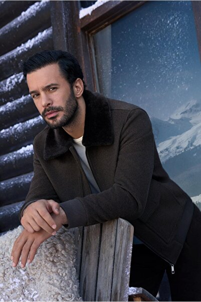 Kiğılı Kürk Yaka Yünlü Bomber Ceket Mont