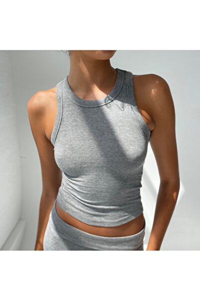 Madmext Gri Kalın Askılı Regular Kesim Basic Atlet MG2059