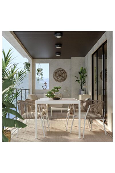 IKEA yemek masası, beyaz-bej, 91x147 cm