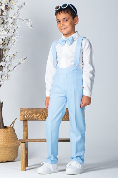 KÜÇÜĞÜM BUTİK Baby Blue Salopet Παντελόνι και Παπιγιόν (SALOPET-PAPION)