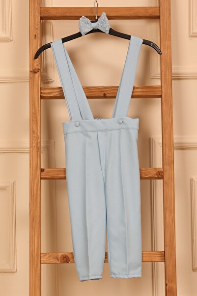 KÜÇÜĞÜM BUTİK Baby Blue Salopet Παντελόνι και Παπιγιόν (SALOPET-PAPION)
