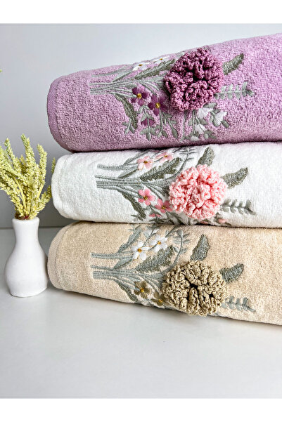 AYHANHOME 3 шт 3D вишитий оксамитовий рушник для рук та обличчя Ceyizlik 50x90 з вишивкою Gupur в коробці