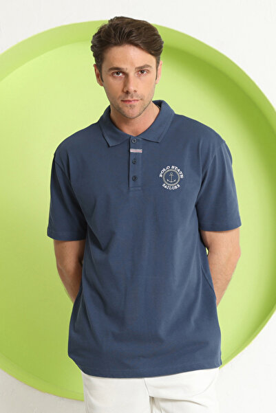 Polo State Tricou pentru bărbați cu gât polo relaxat Petrol