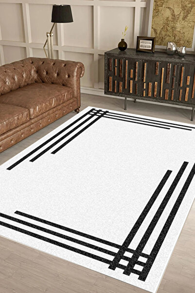 UZZA Salon Halısı Geometrik İskandinav Eskitmeli Dijital Baskı Yıkanabilir Ka...