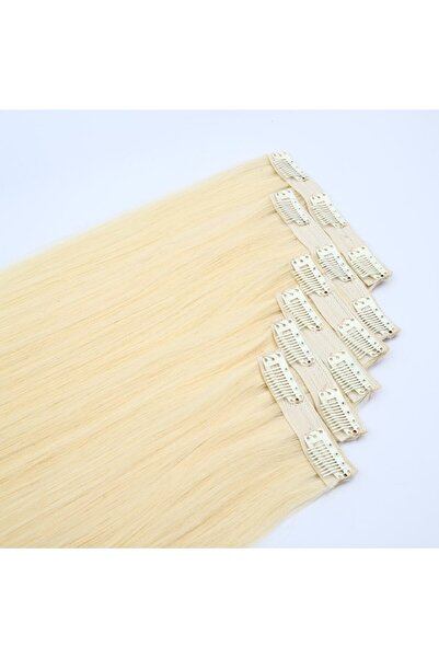 Saç Peruk Dünyası ÇIT ÇIT 6 PARÇA GERÇEK SAÇ PLATİN 150gr. 70cm