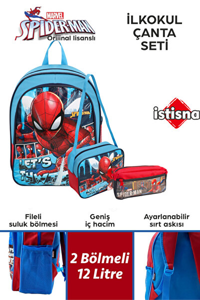 İstisna Örümcek Adam Orijinal Ortaokul İlkokul Erkek Çocuk Sırt Çantası Besle...