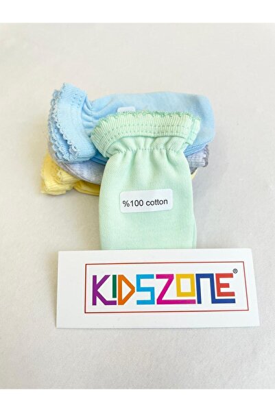 kidszone Yenidoğan Bebek Eldiveni 4 Çift %100 Pamuk Çeşitli Renklerde Eldiven