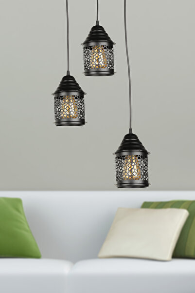 Begüsa Senta 3.Lü Avize Siyah No:01