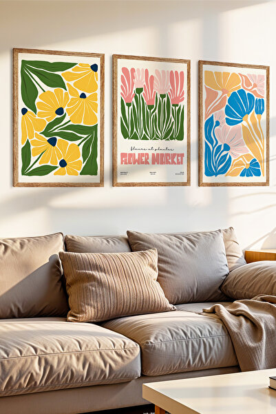 Zevahir Mobilya Dekorasyon Set de pictură MDF cu aspect de cadru din lemn tem...