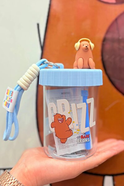 Miniso We Bare Bears Lisanslı Askılı Plastik Şişe (520mL) (Boz Ayı)