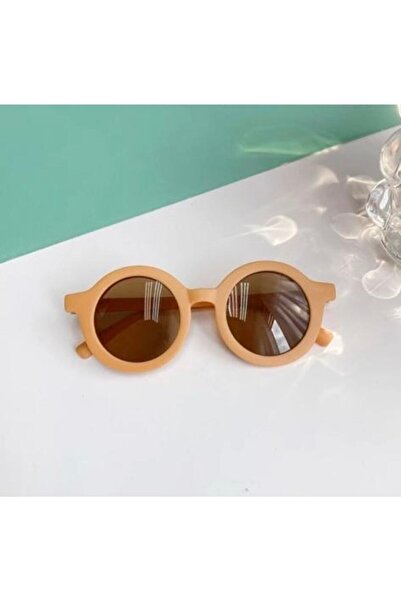 MACERATİ Iskandinav Unisex Mustard Round Frame 0-10 Years Old Children Uv400 Sunglasses