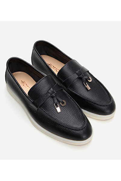 Hotiç Mocasini negru din piele de dama