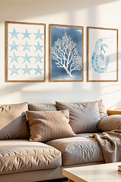 Zevahir Mobilya Dekorasyon Σετ ζωγραφικής MDF 3 τεμαχίων με ξύλινο πλαίσιο με...