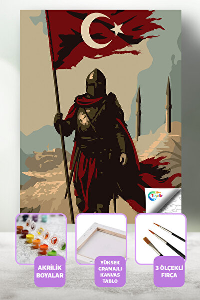 Tuvalle Al Sancağın Gölgeleri Sayılarla Boyama Seti, Hobi Seti, 40X50 Tablo, ...