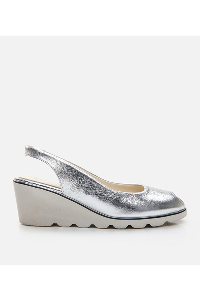 Hotiç Genuine Leather Lame Women's Thick Heel