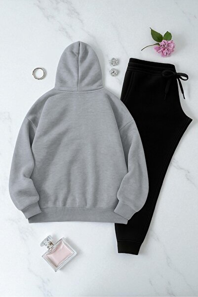 uyguntarz Σετ φούτερ Unisex Be Happy με στάμπα oversize