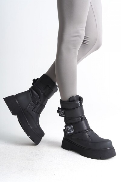 Zerenyus Водонепроникні нековзні підошви Чорні жіночі снігові черевики