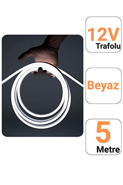 Ema Dükkan 5 Metre 12V Neon Led Şerit Işık Beyaz Neon Led Prize Tak Çalıştır ...