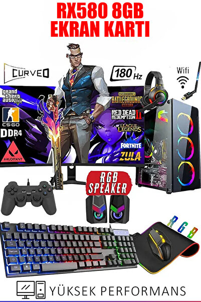 Dmc N272 Windows 11 Ryzen 5 5500 32GB RAM,512GB M.2 Ssd,8GB RX580,24''180hz Oyuncu Masaüstü Bilgisayarı