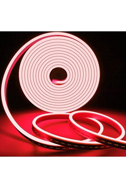 Ema Dükkan 3 Metre 12V Neon Led Şerit Işık Kırmızı Neon Led Prize Tak Çalıştır Anahtarlı 1.5M Fişli Aydınlatma