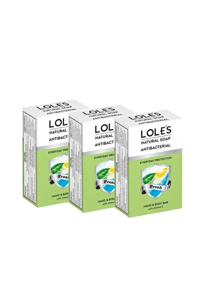 Lole's Antibacterial Hand & Body Fresh Soap with Vitamin E, Pack of 3 x 100g
