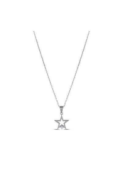 BARONİ 0.01 Karat Pırlanta Yıldız Trend Kolye 8 Ayar