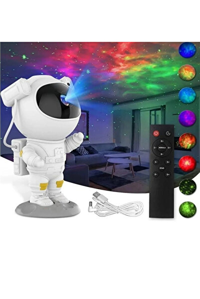 bella markt Gökyüzü Projeksiyon Gece Lambası Çocuk Odası Kumandalı Astronot Projektör Uzay Gece Aydınlatması