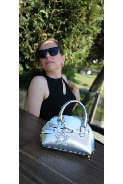 ÇANTA Şık ve Modern Gümüş Rengi Kadın Çantası Omuz ve El Çantası (Yıldız Char...