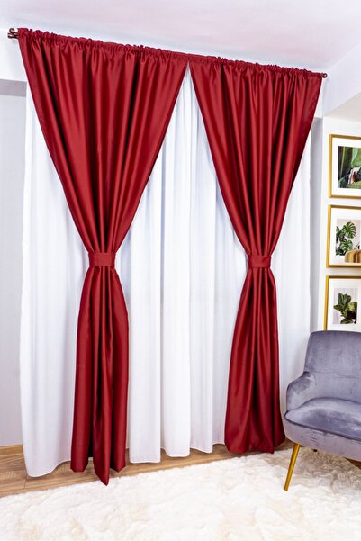 Harnicuta Set of 2 Blackout Curtains in Burgundy with Rejansa, Choice of Dimensions: Width x Height