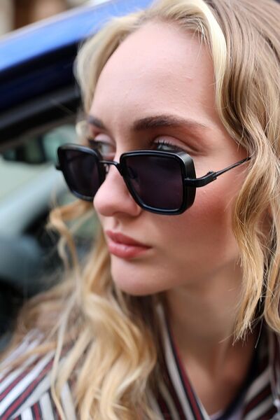 MACERATİ Leon Unisex Siyah Metal Kare Uv400 Güneş Gözlüğü