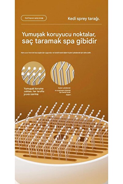 NitruDesign Işıklı Buharlı Kedi ve Köpek Tarağı