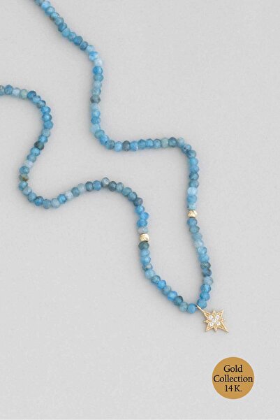 So CHIC... Çiçek Figürlü Apatit Taşlı 14 Ayar Altın Kolye