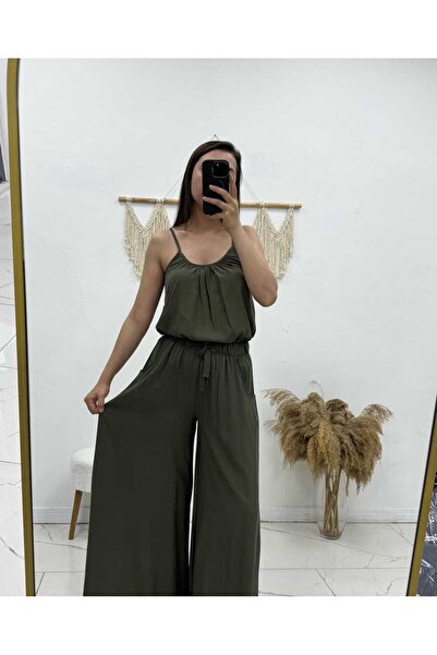 Maison La Femme Women's Rope Strap Blouse Loose Pocket Pants Set