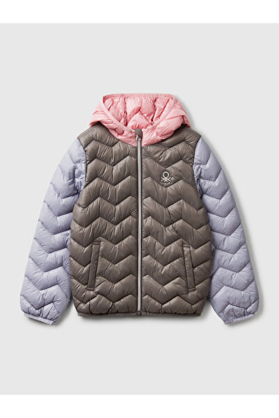 Benetton Gray Seasonal Girl Coat 6-14 Years Old