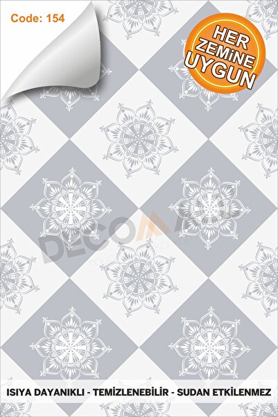 DECOMALL Suya Dayanıklı 100 x 100cm Mutfak Banyo Zemin Mermer Mobilya Fayans Yapışkanlı Folyo Kaplama Code154