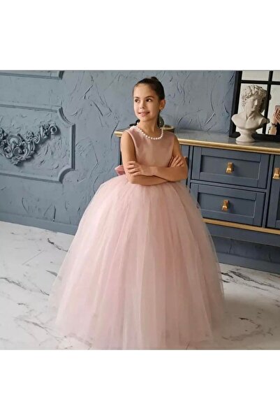 Da&Mira Kız Çocuk Pudra Renk Doğum Günü Parti Özel Gün Elbisesi