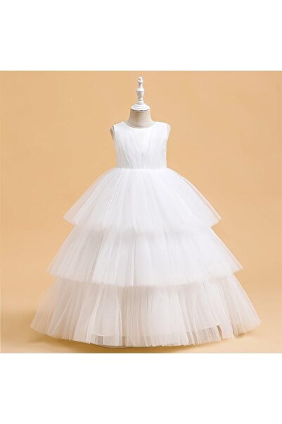 Da&Mira فستان بناتي أبيض اللون لحفلات أعياد الميلاد والمناسبات الخاصة