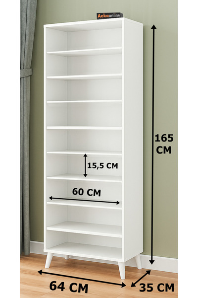 AEKA Ae-1088 Patentli İmaj Beyaz Ayakkabılık, 9 Raflı, Ayaklı, 4 Kapaklı Çok Amaçlı Dolap, Kiler Dolabı