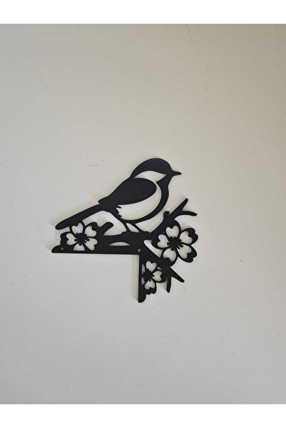 Karenza Home Kapı Üstü Süsü Dekoratif Kuş ve Çiçek Desenli Ahşap Kapı Süsü Ev Dekorasyonu - Siyah | Karenza Home
