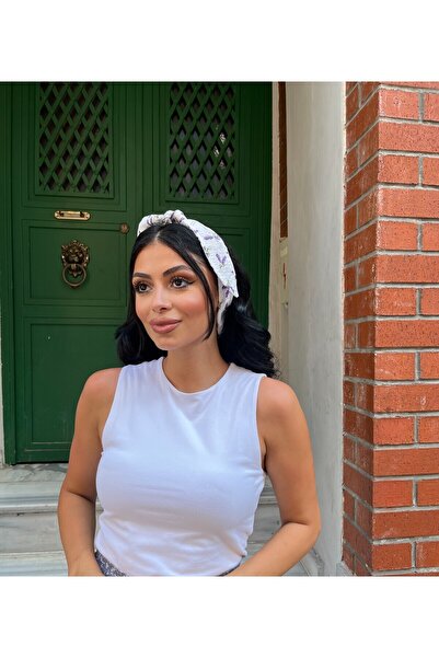 KÜÇÜĞÜM BUTİK Lavender Patterned Bandana with Tie Detail