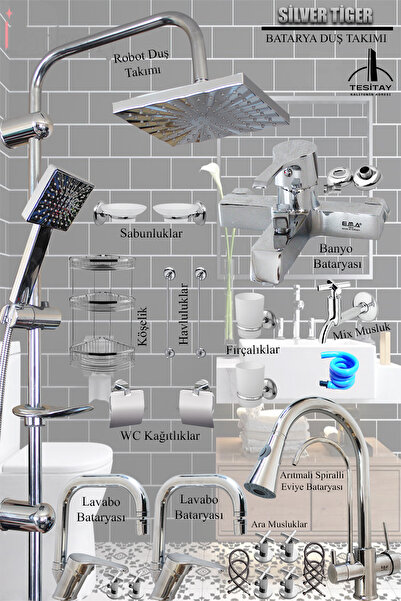 tesitay Kitchen Sink Bathroom Faucet Chrome Color Bathroom Set Robot Shower Head Spiral Sink Fixture Faucet