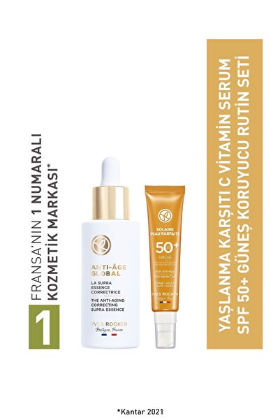 Yves Rocher Yaşlanma Karşıtı C Vitamin Serum SPF 50+ Güneş Koruyucu Rutin Set...