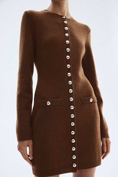 H&M Önü Düğmeli Triko Elbise