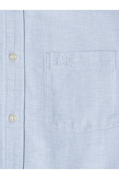 GAP Erkek Lıght Blue Logo Oversize Oxford Gömlek