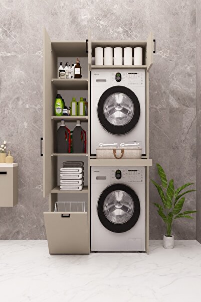 DEMİRBAL MOBİLYA MDF ÇAMAŞIR MAKİNESİ DOLABI KURUTMA MAKİNESİ DOLABI KİRLİ SE...