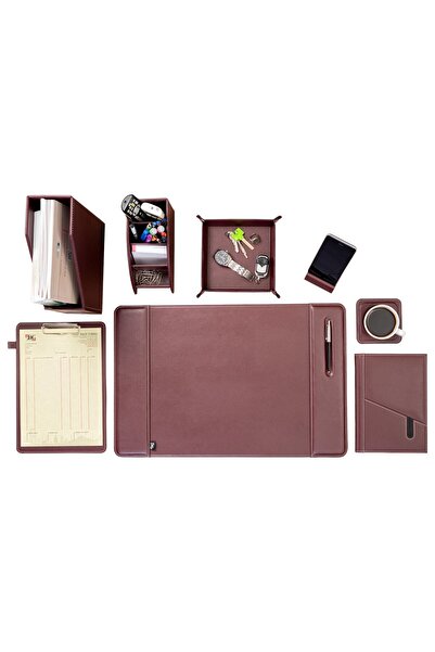 2K Sümen Takımı Masaüstü Suni Deri Hediyelik Set 8 Parça